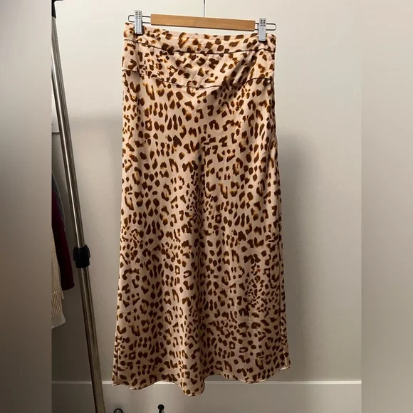 Free People Normani Bias Leopard Print Midi Skirt. 6. - Picture 2 of 5